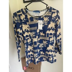 NWT J.Mclaughlin Catalina Cloth Knit Desert Toile‎ xs 3/4 Sleeve Signature Tee